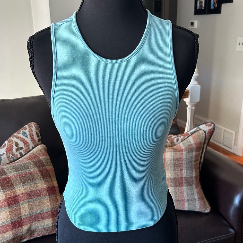 American Eagle Outfitters Light Blue Ribbed Tank Top